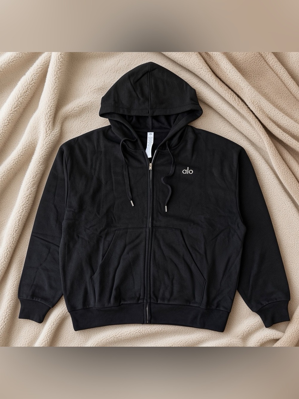 ALO Yoga Black Zip-Up Hoodie Unisex